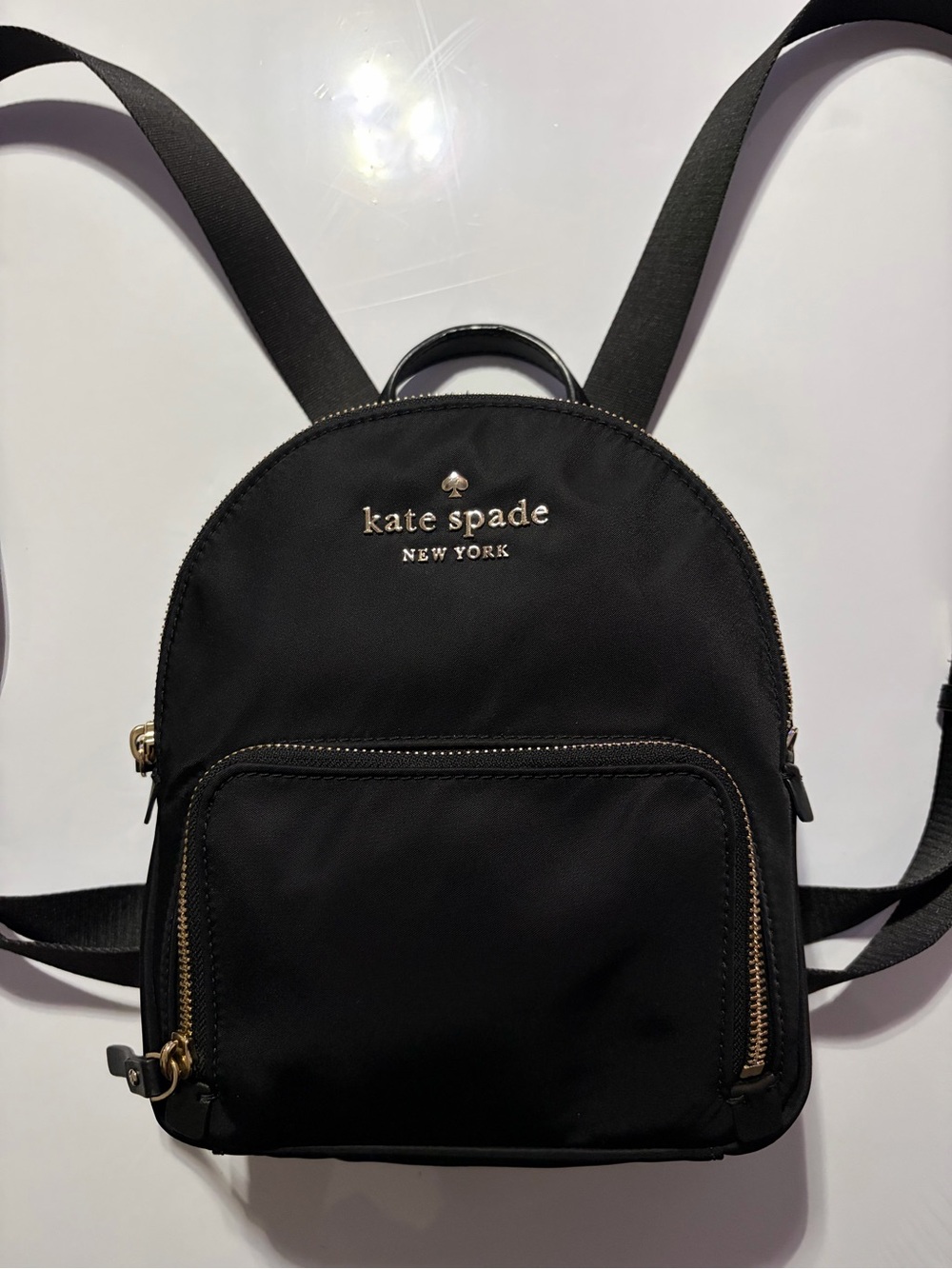 kate spade Black Nylon Mini Backpack with Gold Hardware